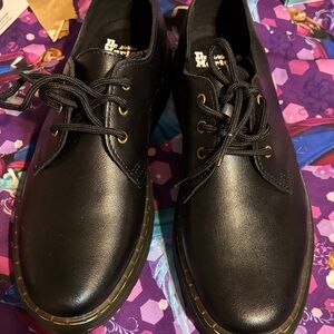 Dr. Martens Black Oxfords with Gold Accents